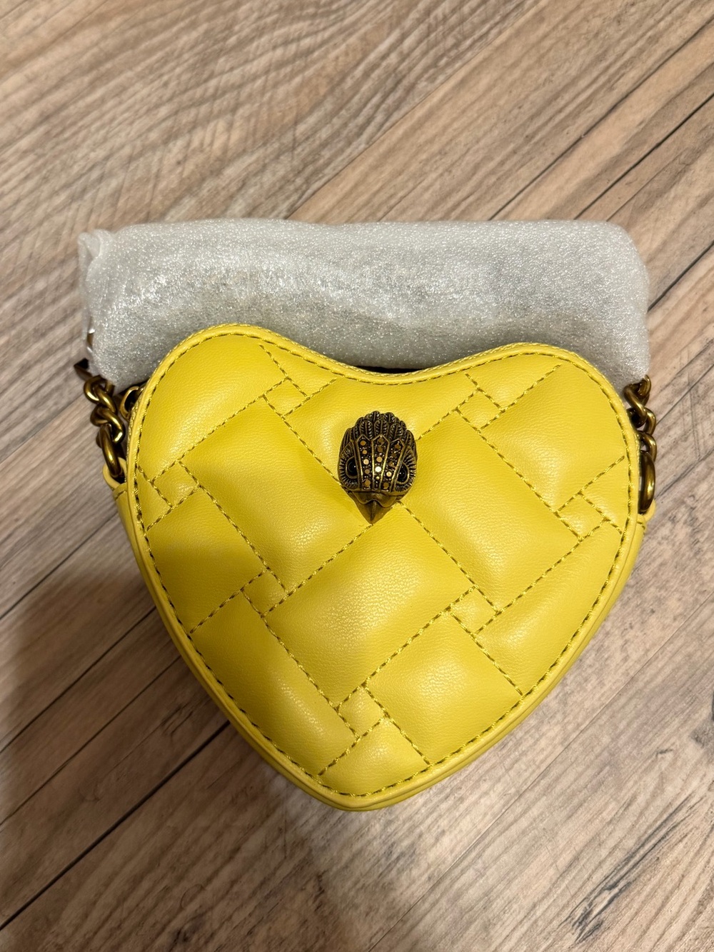 Kurt Geiger Yellow Quilted Heart Crossbody Bag